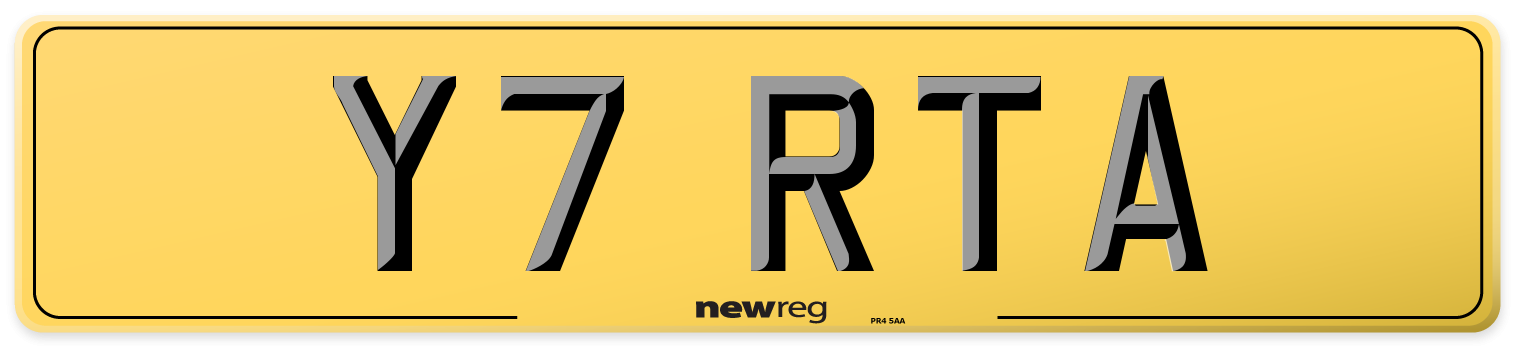 Y7 RTA Rear Number Plate