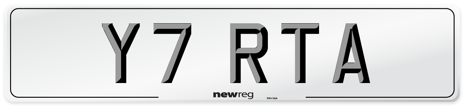Y7 RTA Front Number Plate
