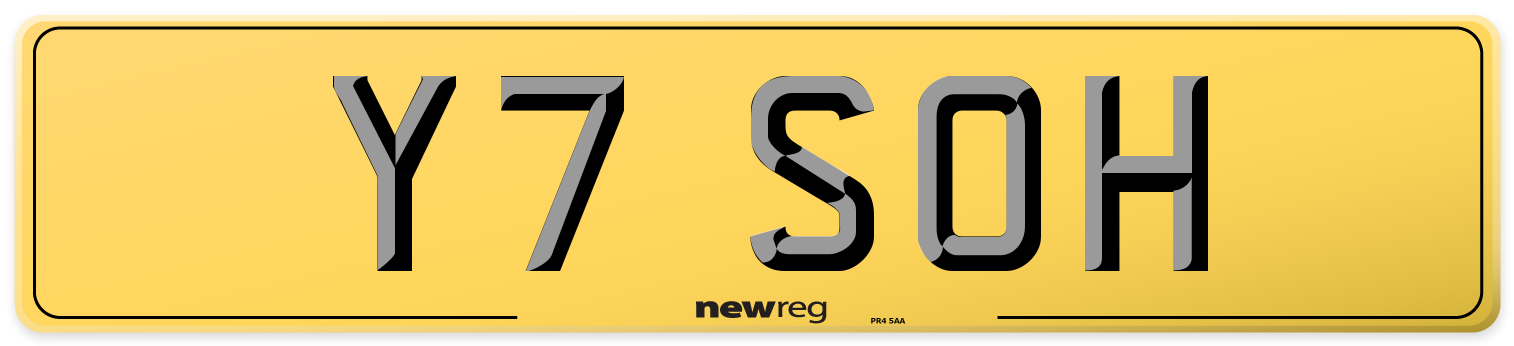 Y7 SOH Rear Number Plate