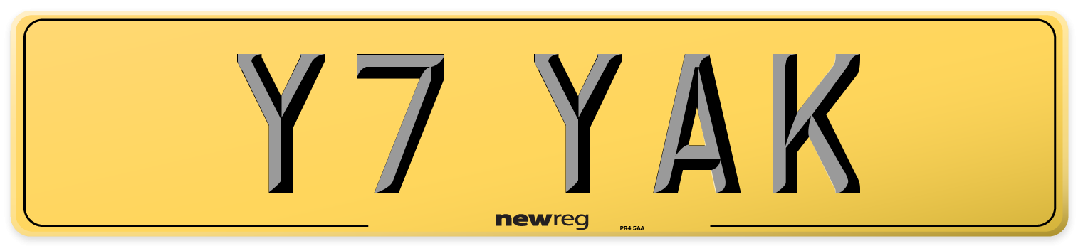 Y7 YAK Rear Number Plate