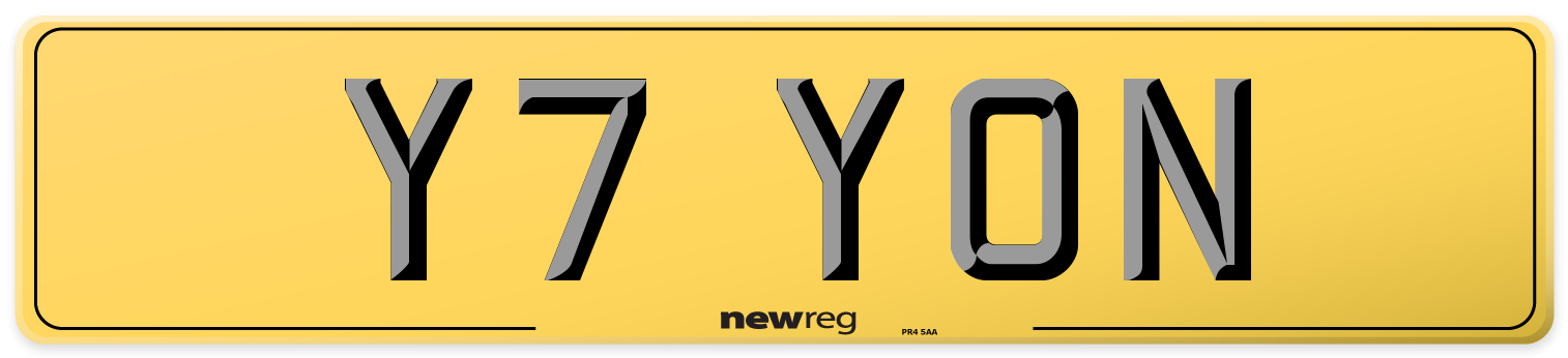 Y7 YON Rear Number Plate