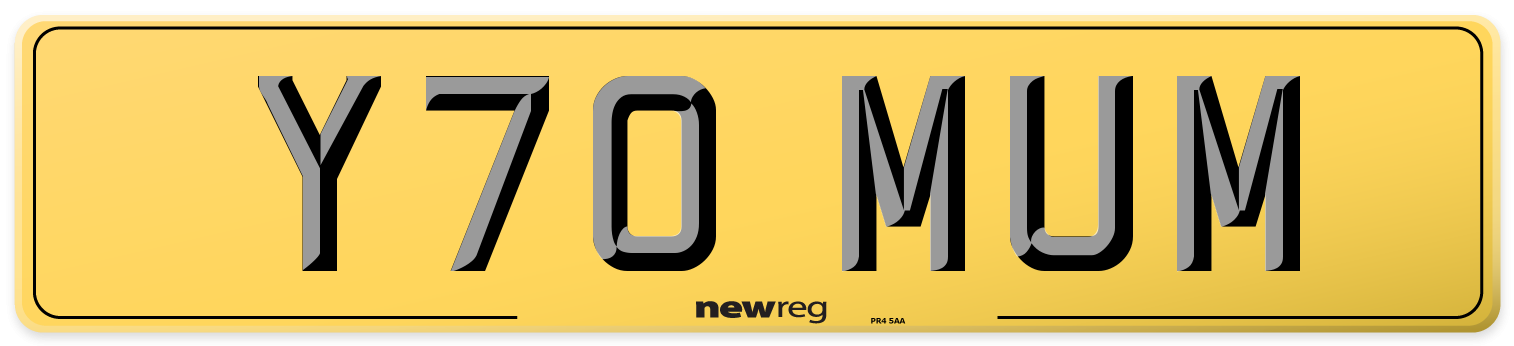 Y70 MUM Rear Number Plate