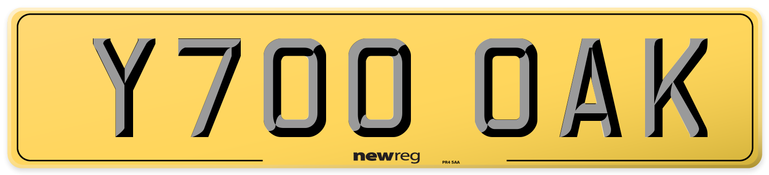 Y700 OAK Rear Number Plate