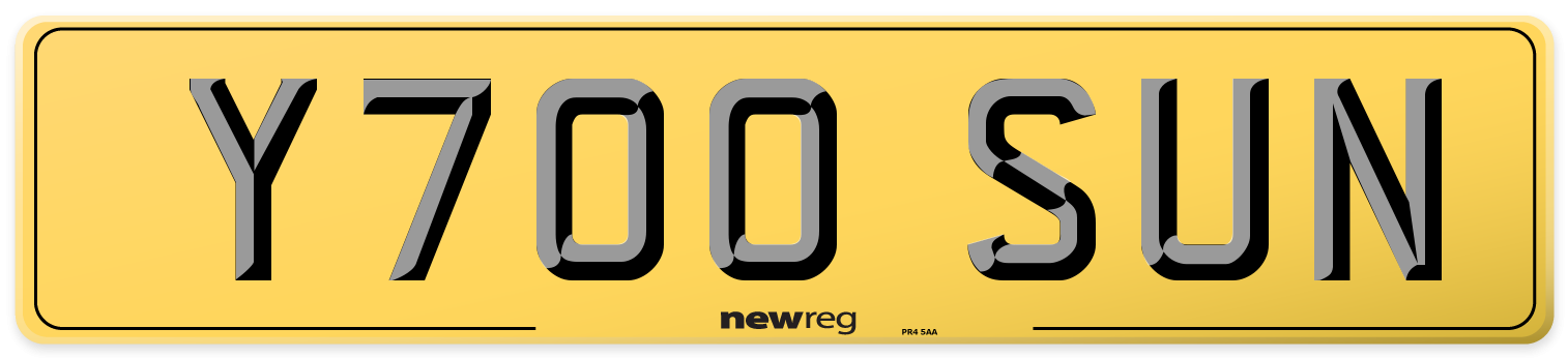 Y700 SUN Rear Number Plate