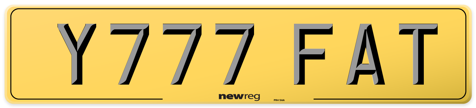 Y777 FAT Rear Number Plate