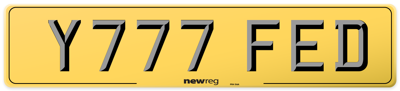 Y777 FED Rear Number Plate