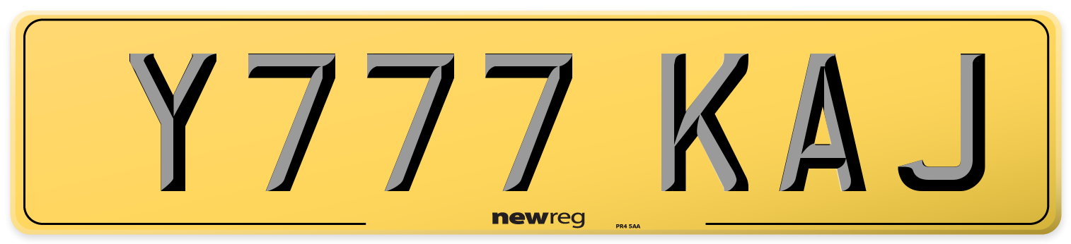 Y777 KAJ Rear Number Plate