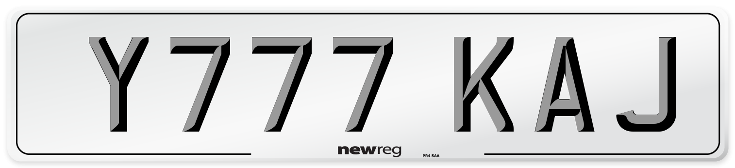 Y777 KAJ Front Number Plate