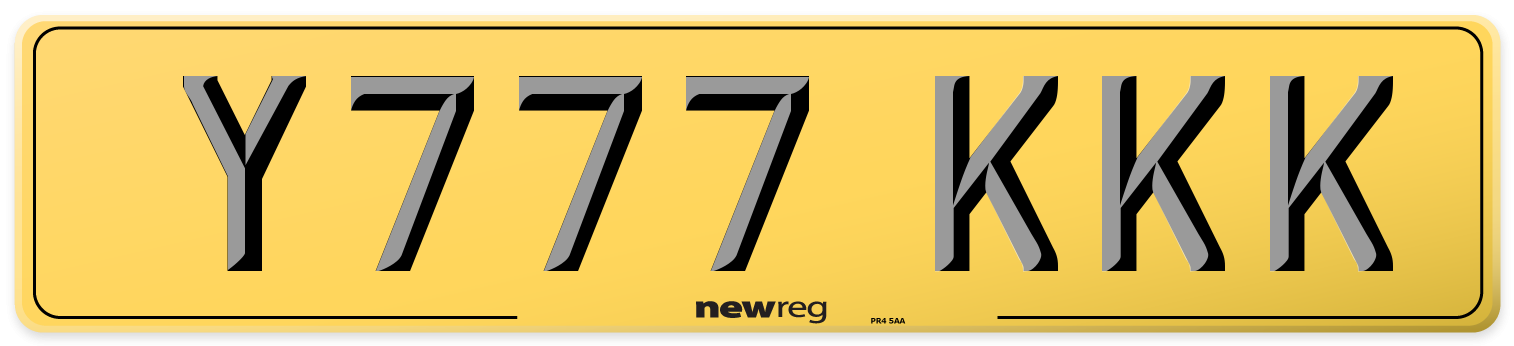 Y777 KKK Rear Number Plate