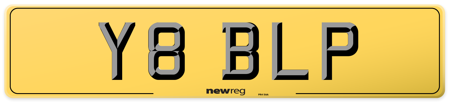 Y8 BLP Rear Number Plate