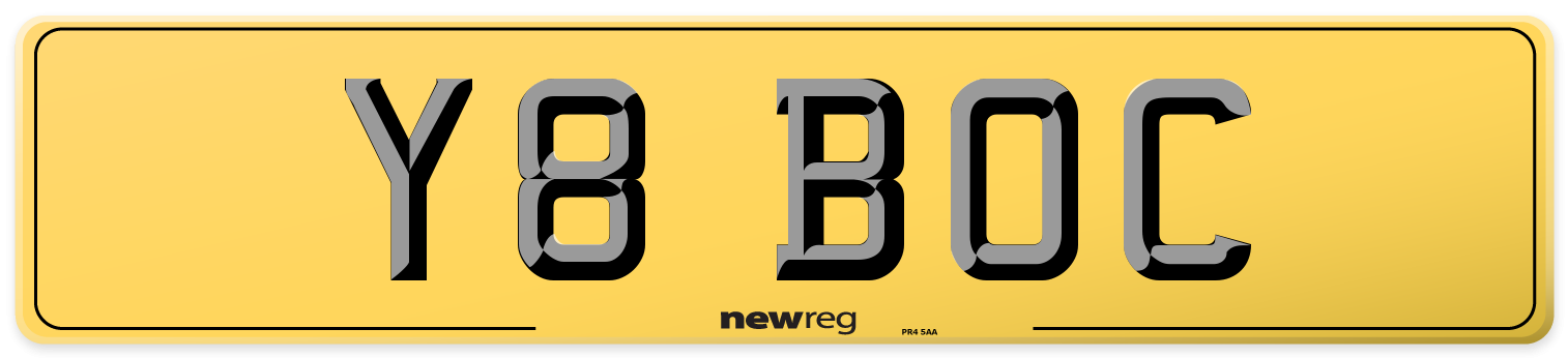Y8 BOC Rear Number Plate