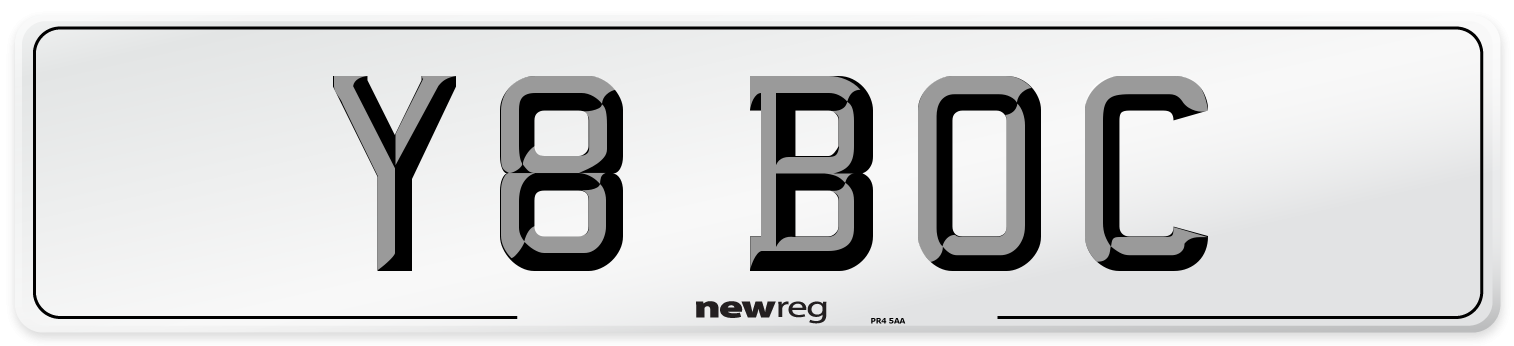 Y8 BOC Front Number Plate