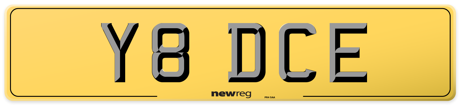 Y8 DCE Rear Number Plate