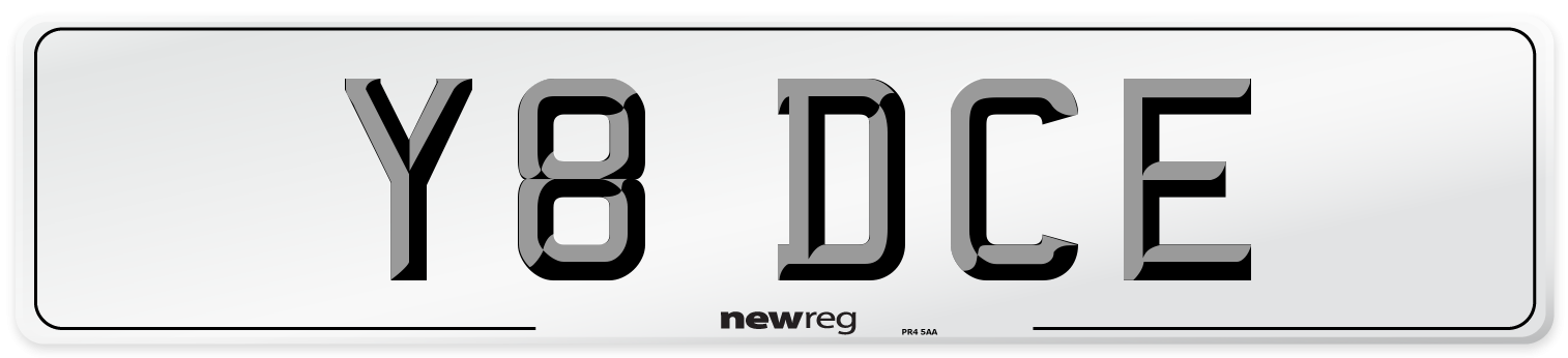 Y8 DCE Front Number Plate