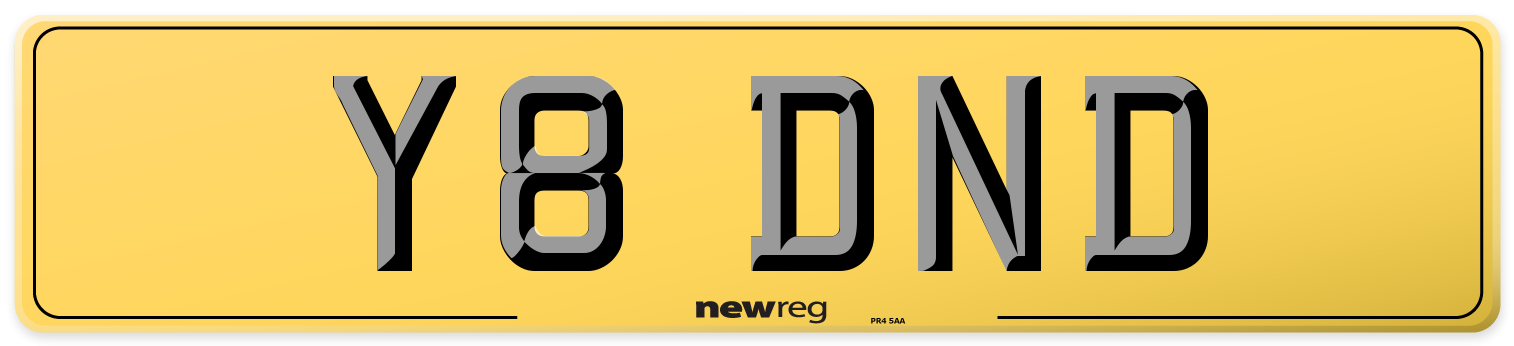 Y8 DND Rear Number Plate