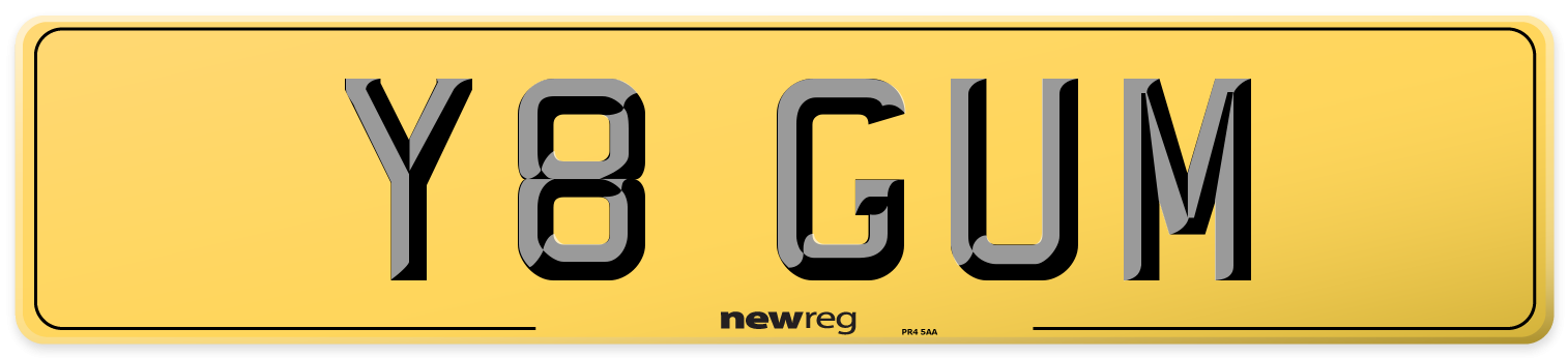 Y8 GUM Rear Number Plate