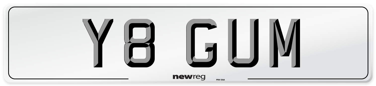 Y8 GUM Front Number Plate