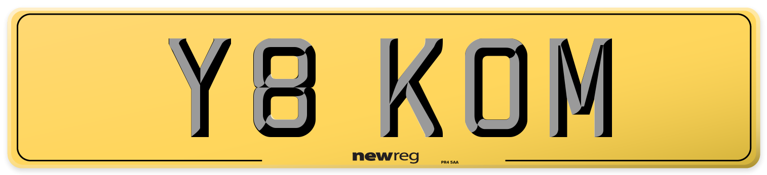 Y8 KOM Rear Number Plate