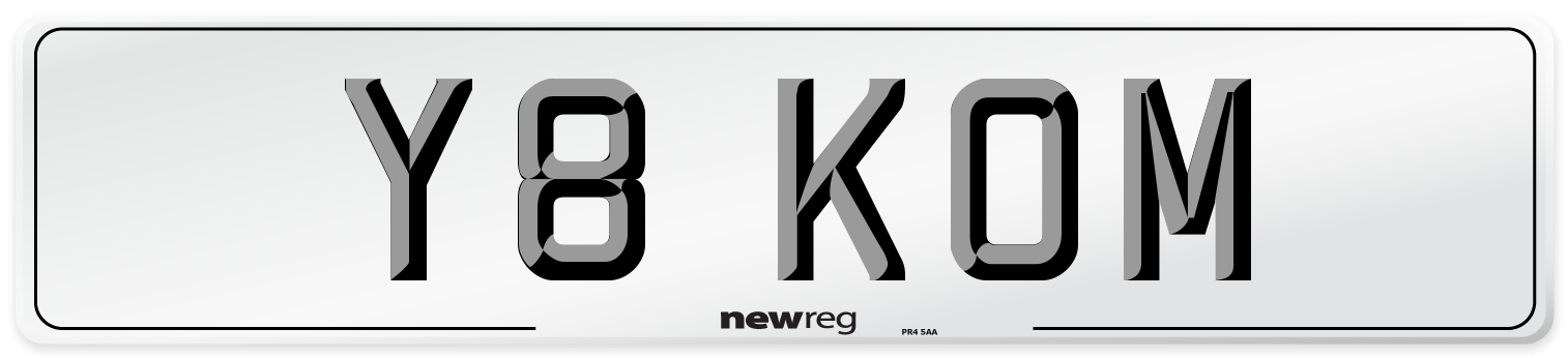 Y8 KOM Front Number Plate