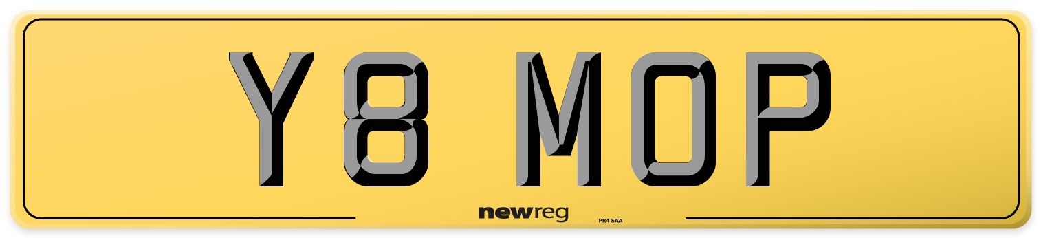 Y8 MOP Rear Number Plate