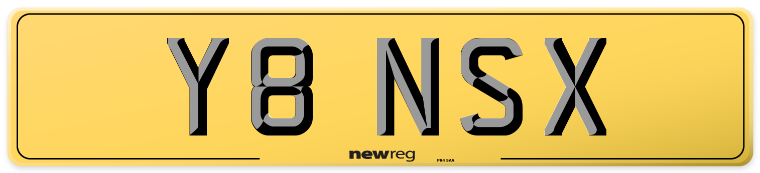 Y8 NSX Rear Number Plate