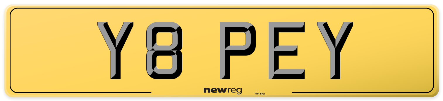 Y8 PEY Rear Number Plate