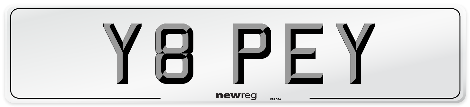 Y8 PEY Front Number Plate