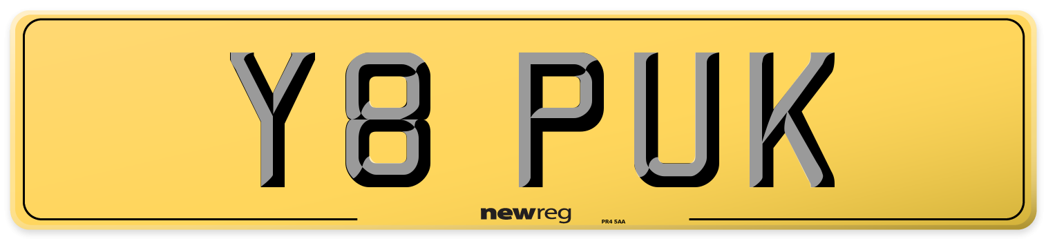 Y8 PUK Rear Number Plate