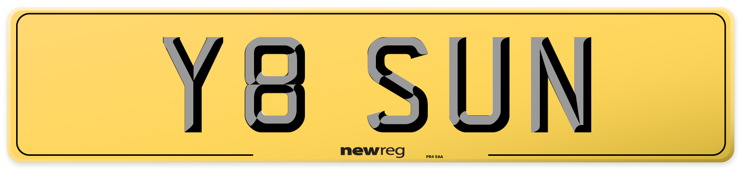 Y8 SUN Rear Number Plate
