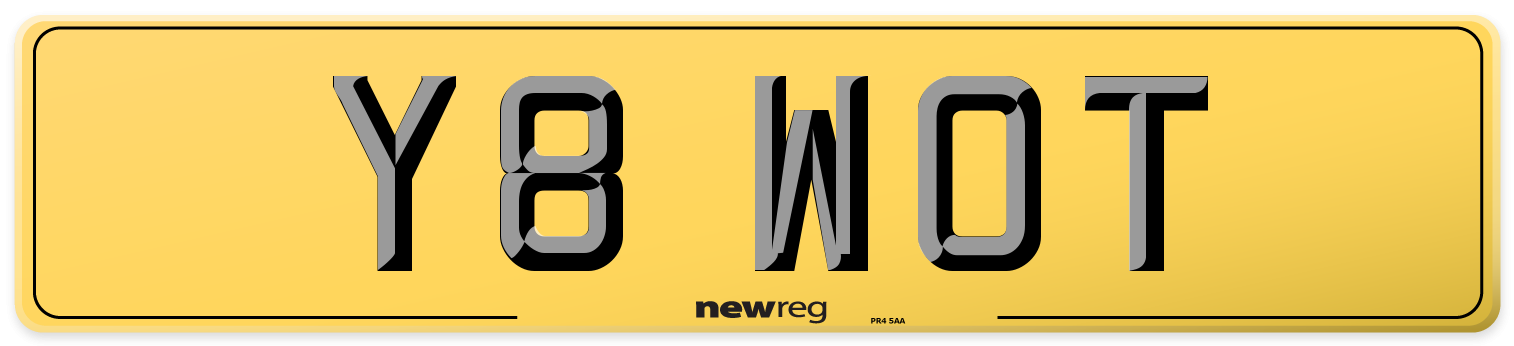 Y8 WOT Rear Number Plate