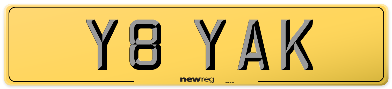 Y8 YAK Rear Number Plate