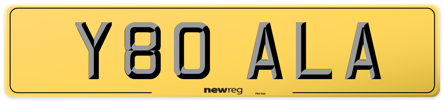 Y80 ALA Rear Number Plate