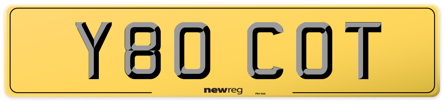 Y80 COT Rear Number Plate