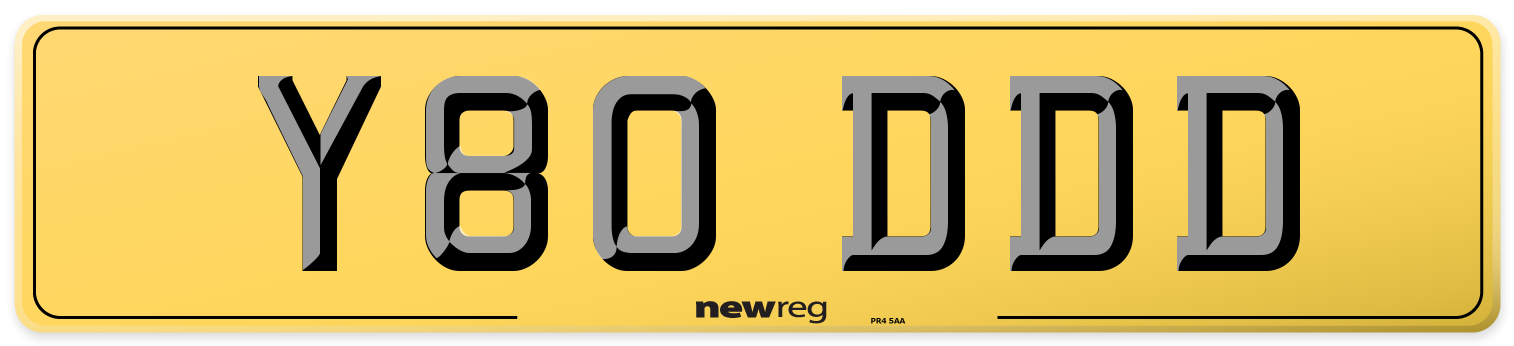 Y80 DDD Rear Number Plate