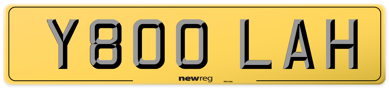 Y800 LAH Rear Number Plate