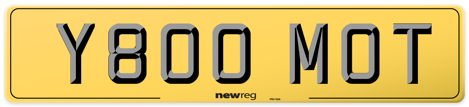 Y800 MOT Rear Number Plate