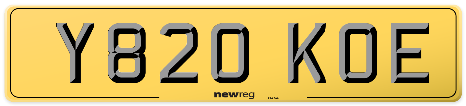 Y820 KOE Rear Number Plate