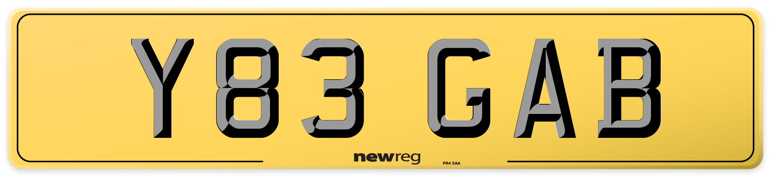 Y83 GAB Rear Number Plate