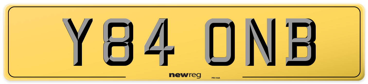 Y84 ONB Rear Number Plate