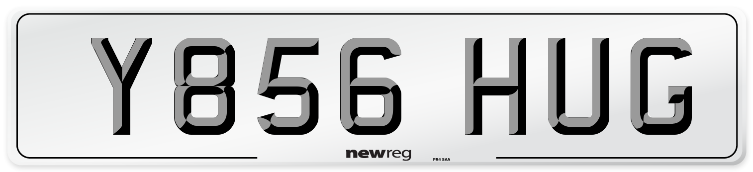Y856 HUG Front Number Plate