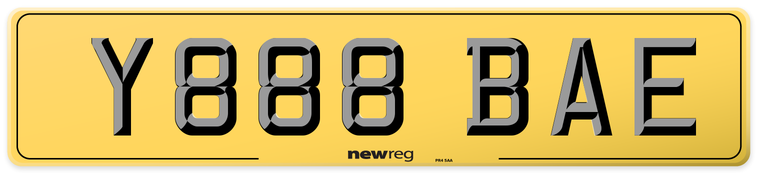 Y888 BAE Rear Number Plate