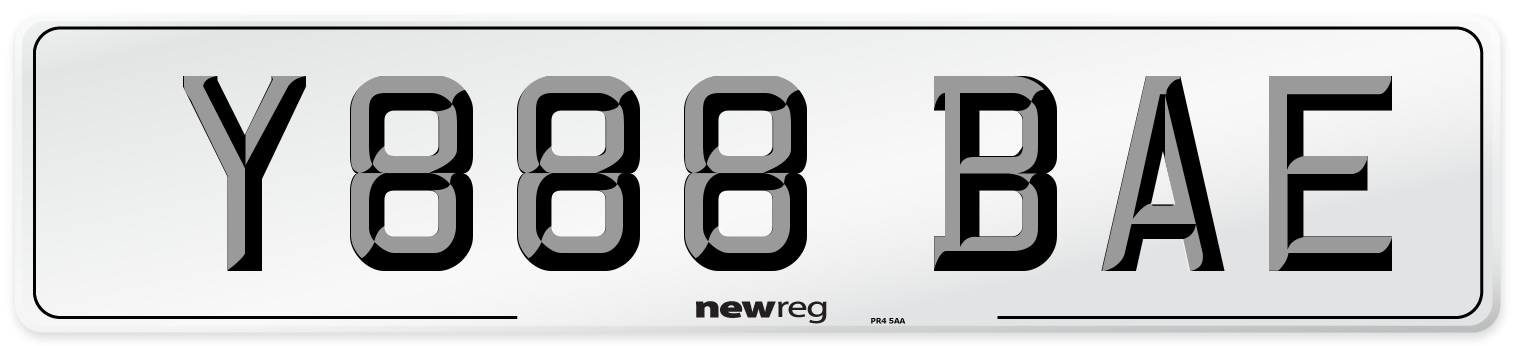 Y888 BAE Front Number Plate