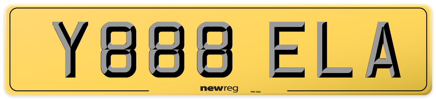 Y888 ELA Rear Number Plate