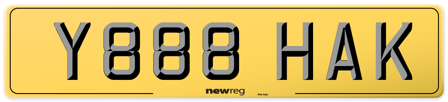 Y888 HAK Rear Number Plate