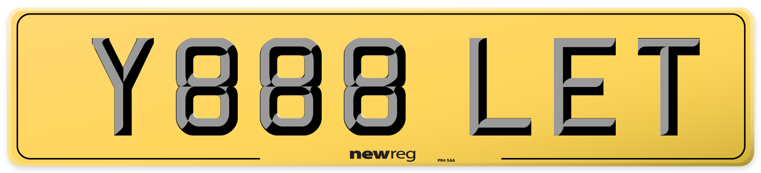Y888 LET Rear Number Plate