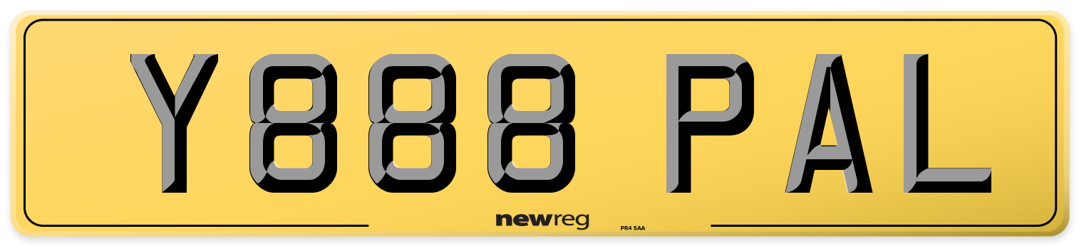 Y888 PAL Rear Number Plate