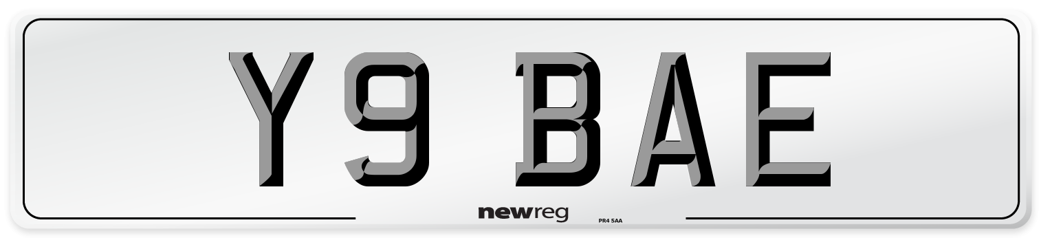 Y9 BAE Front Number Plate