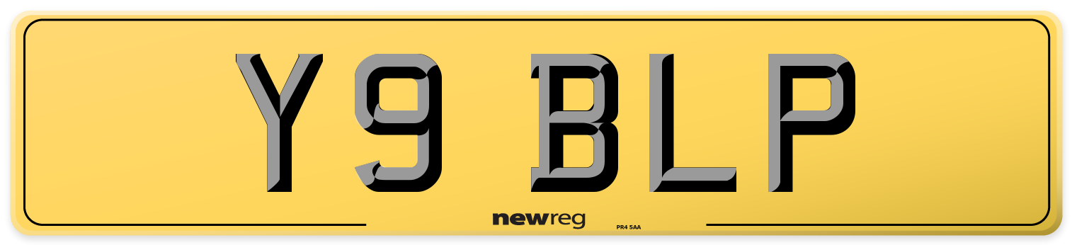 Y9 BLP Rear Number Plate