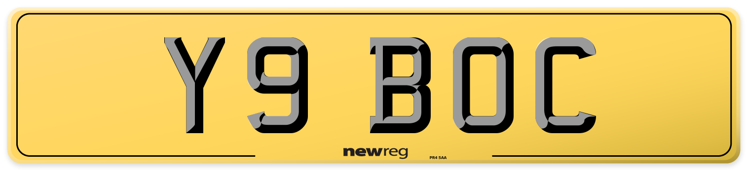 Y9 BOC Rear Number Plate