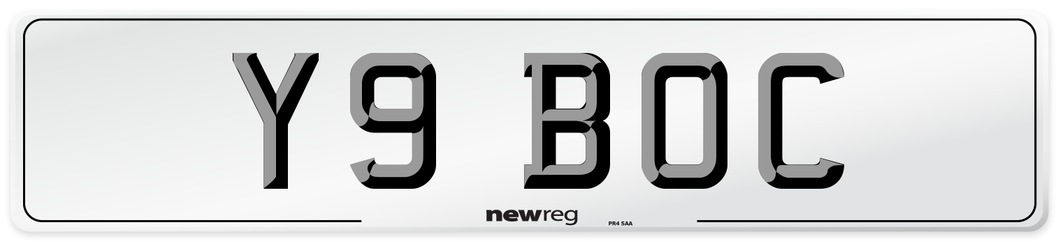 Y9 BOC Front Number Plate